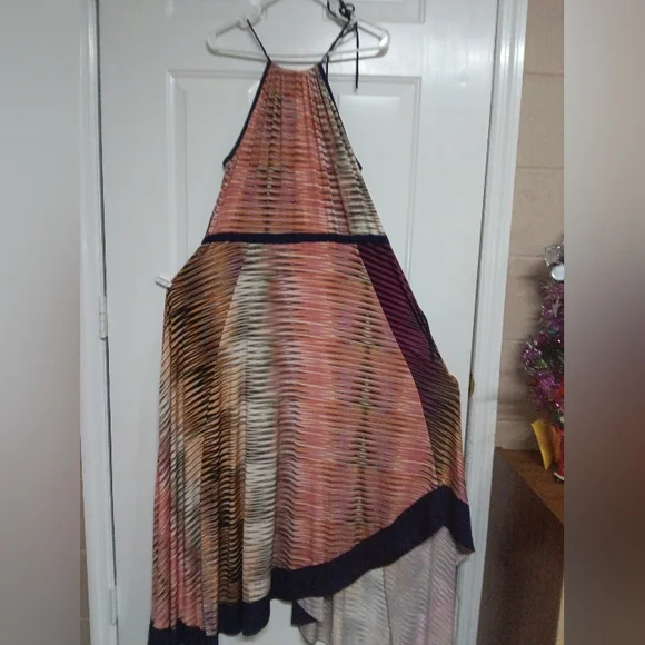 🦄 Elegant Multicolor Sleeveless Dress Size Large 24" And Stretchy - Picture 6 of 15